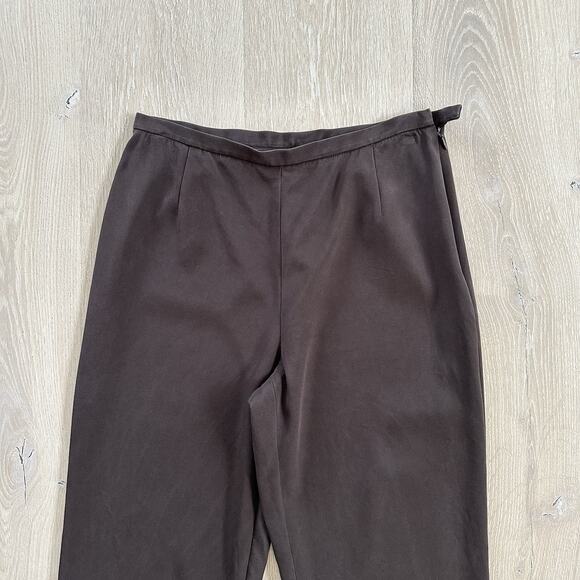 Lafayette 148 Satin Pants Silk Blend Straight Leg Trousers Cropped - Picture 2 of 12